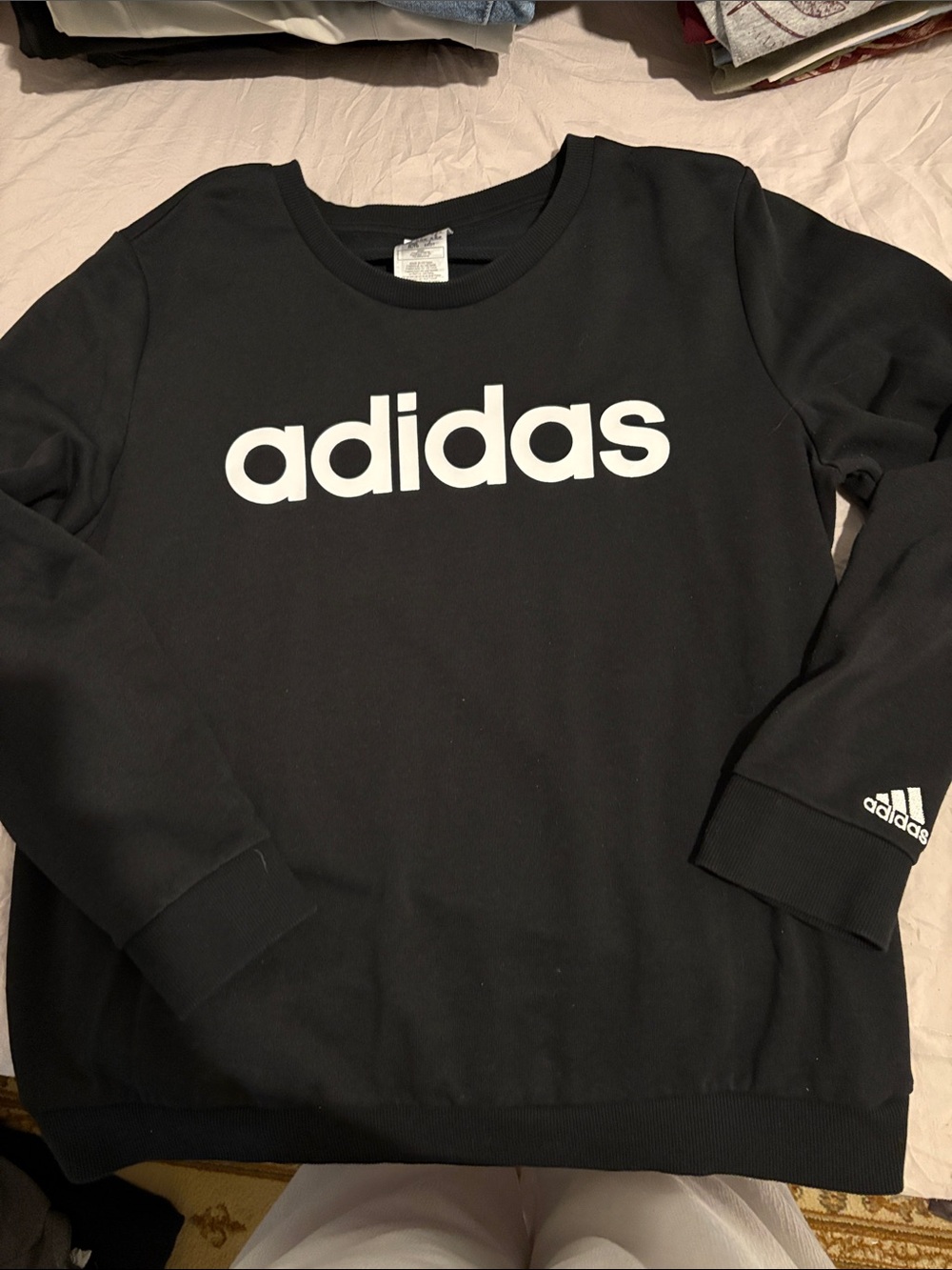 adidas Black Crewneck Sweatshirt with White Logo